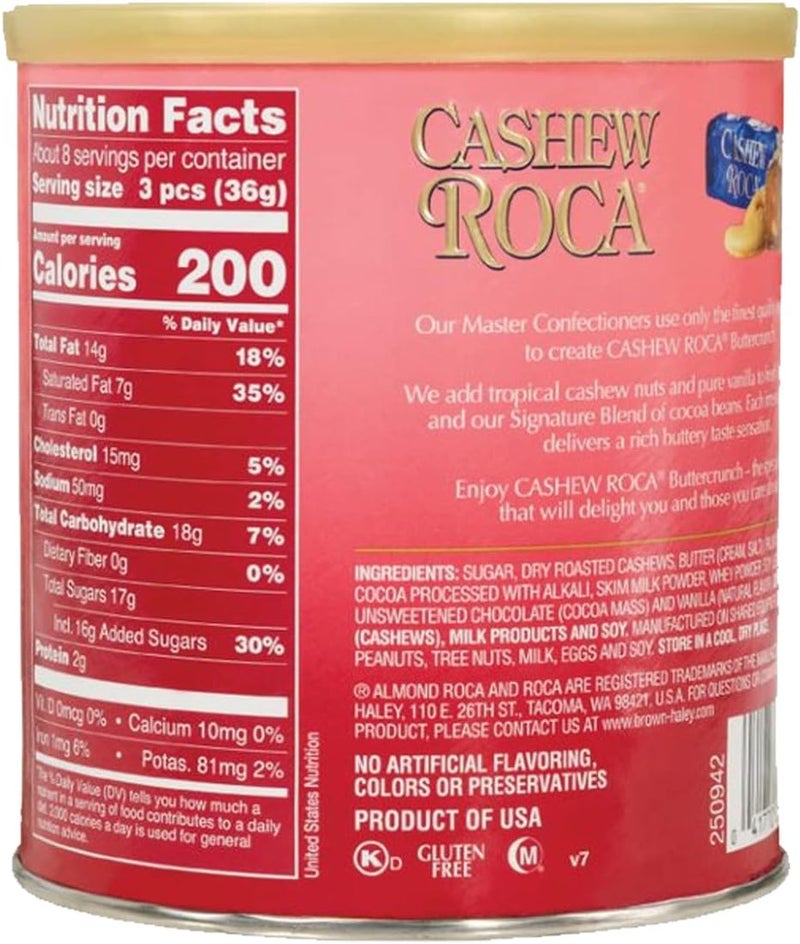 ROCA Cashew Buttercrunch Toffee 10oz Canister - Image 2